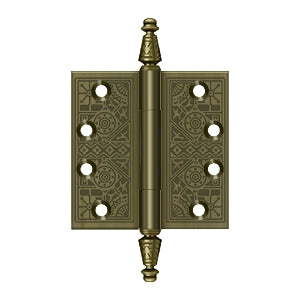 Deltana - Solid Brass Hinges - 4" x 4" Ornate Door Hinge Square Corner (Pairs)