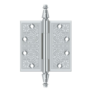 Deltana - Solid Brass Hinges - 4-1/2" x 4-1/2" Ornate Door Hinge Square Corner (Pairs)