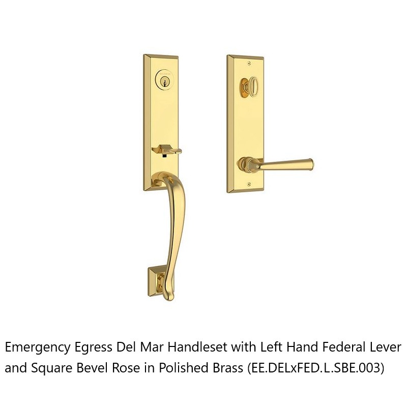 Baldwin - Reserve Collection - Egress Handlesets - Del Mar 3/4 Escutcheon Tubular Entry Handleset with Interior Lever (Emergency Egress)