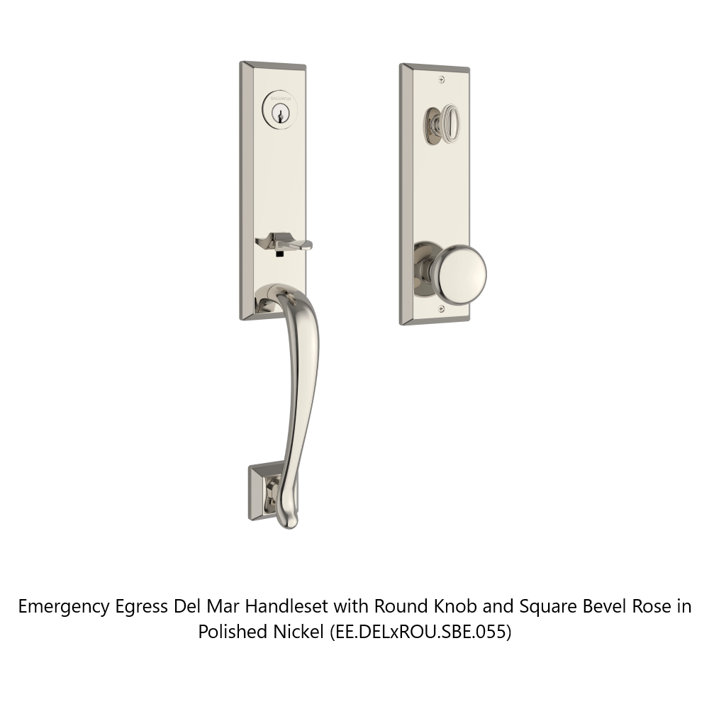 Baldwin - Reserve Collection - Egress Handlesets - Del Mar 3/4 Escutcheon Tubular Entry Handleset with Interior Knob (Emergency Egress)