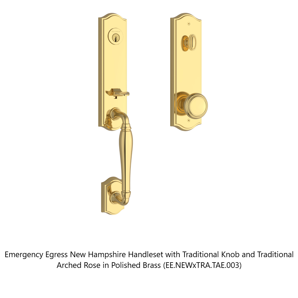 Baldwin - Reserve Collection - Egress Handlesets - New Hampshire 3/4 Escutcheon Tubular Entry Handleset with Interior Knob (Emergency Egress)