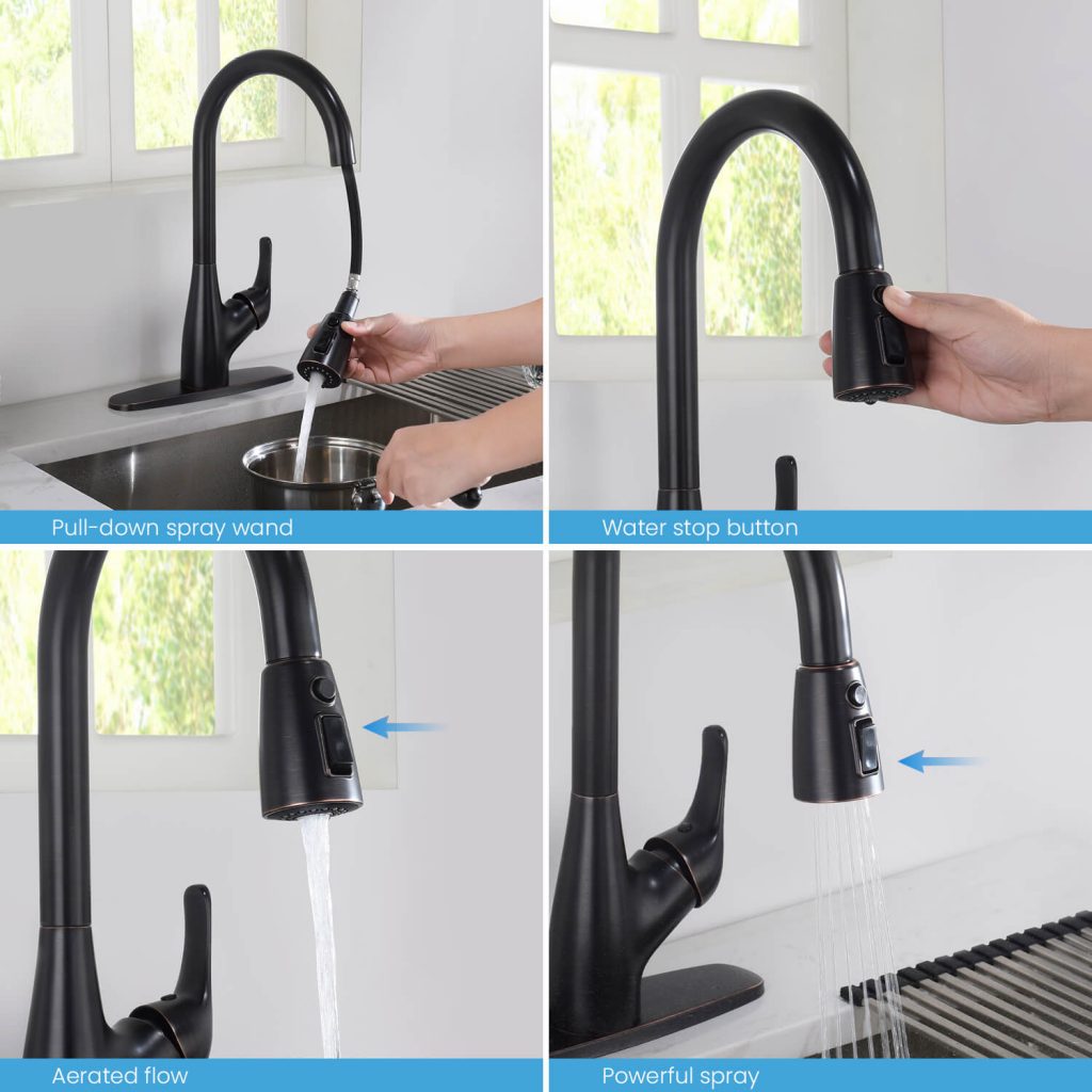 KIBI - Single Handle Pull Down Kitchen Faucet - F101