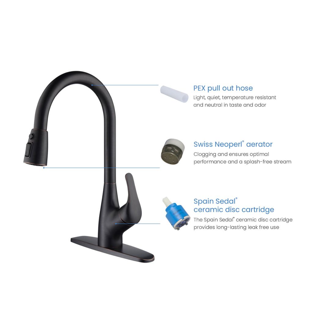 KIBI - Single Handle Pull Down Kitchen Faucet - F101