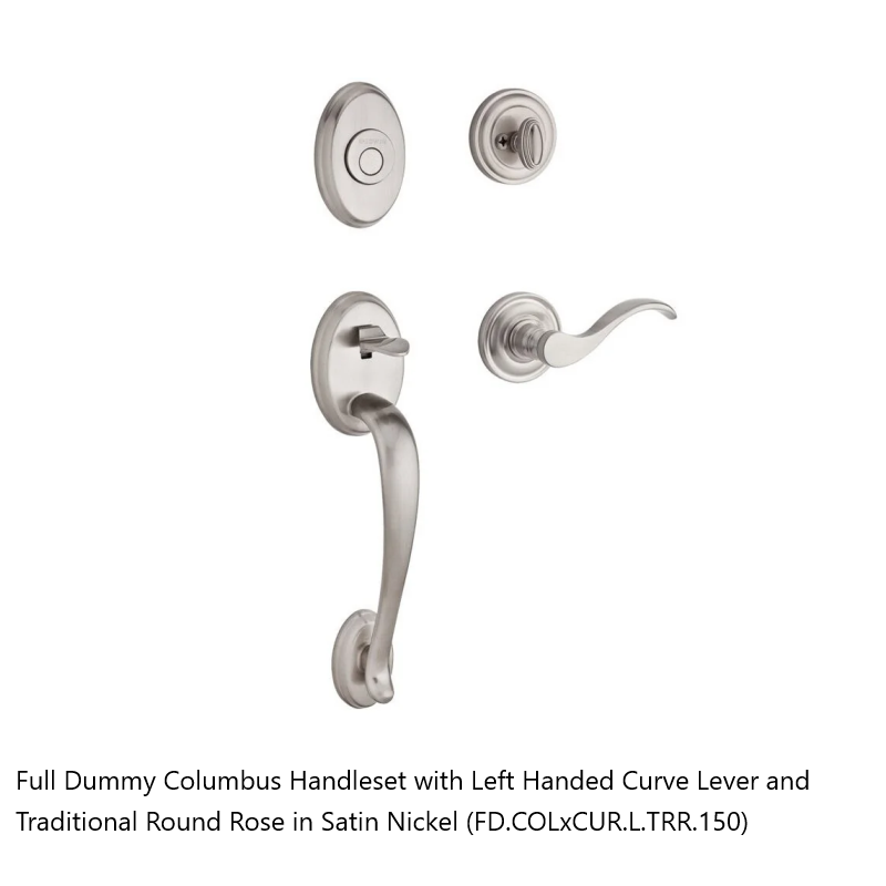 Baldwin - Reserve Collection - Sectional Handlesets - Columbus Tubular Entry Handleset with Interior Lever (Full Dummy)