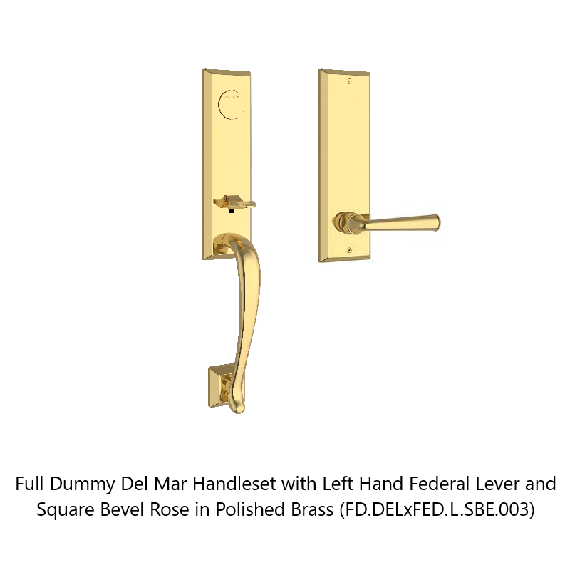 Baldwin - Reserve Collection - Egress Handlesets - Del Mar 3/4 Escutcheon Tubular Entry Handleset with Interior Lever (Full Dummy)