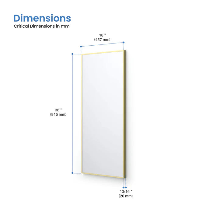 Casa Fixtures - Bathroom Accessories - 18" x 36" Shatterproof Wall Mount Metal Frame Mirror (FM1-1836)