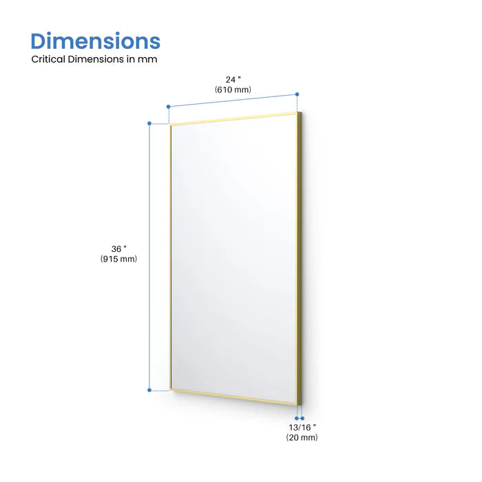 Casa Fixtures - Bathroom Accessories - 24" x 36" Shatterproof Wall Mount Metal Frame Mirror (FM1-2436)
