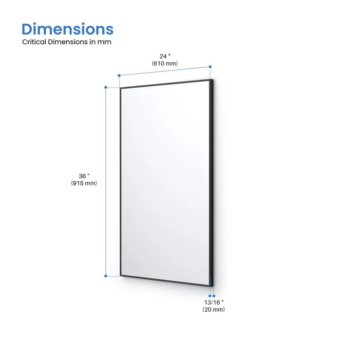 Casa Fixtures - Bathroom Accessories - 24" x 36" Shatterproof Wall Mount Metal Frame Mirror (FM1-2436)