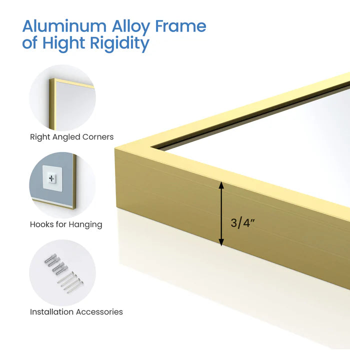 Casa Fixtures - Bathroom Accessories - 30" x 36" Shatterproof Wall Mount Metal Frame Mirror (FM1-3036)