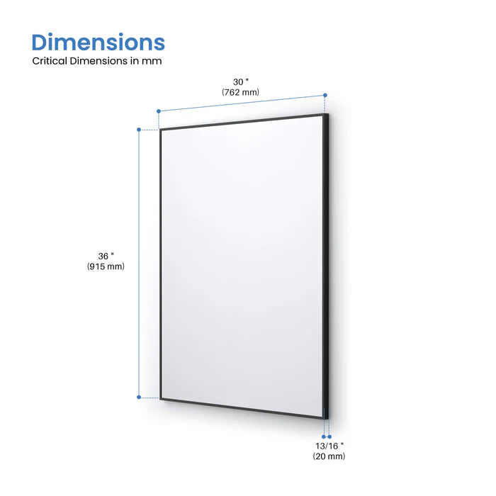 Casa Fixtures - Bathroom Accessories - 30" x 36" Shatterproof Wall Mount Metal Frame Mirror (FM1-3036)