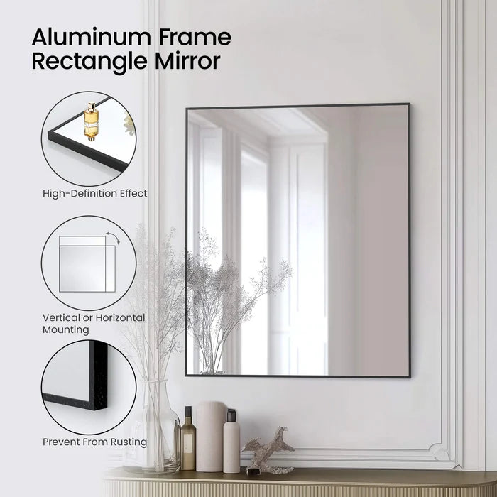 Casa Fixtures - Bathroom Accessories - 30" x 36" Shatterproof Wall Mount Metal Frame Mirror (FM1-3036)