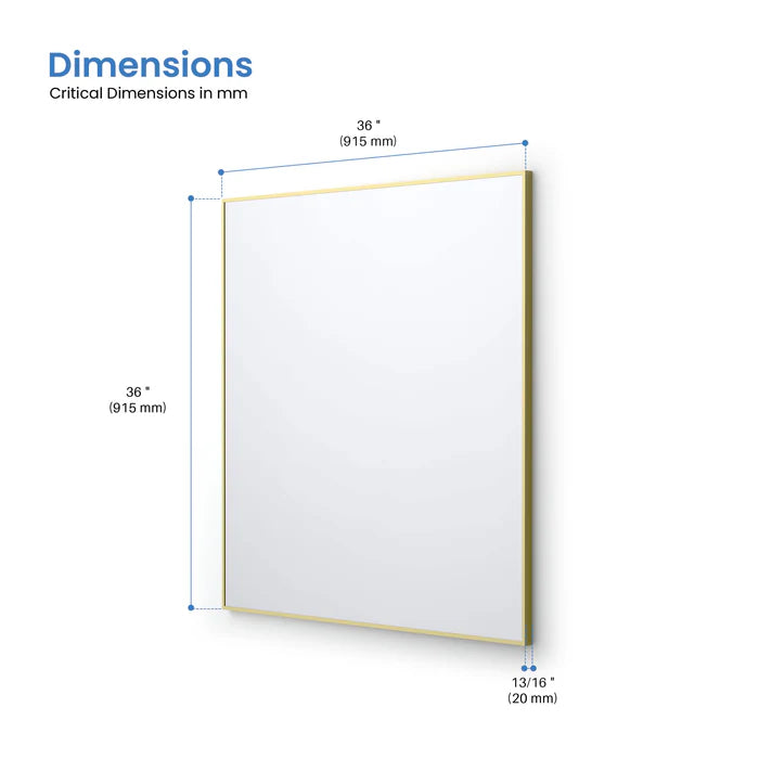 Casa Fixtures - Bathroom Accessories - 36" x 36" Shatterproof Wall Mount Metal Frame Mirror (FM1-3636)