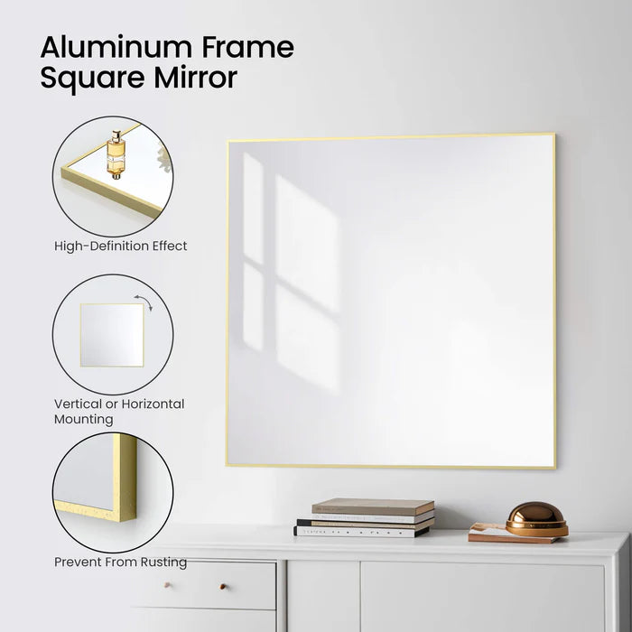 Casa Fixtures - Bathroom Accessories - 36" x 36" Shatterproof Wall Mount Metal Frame Mirror (FM1-3636)