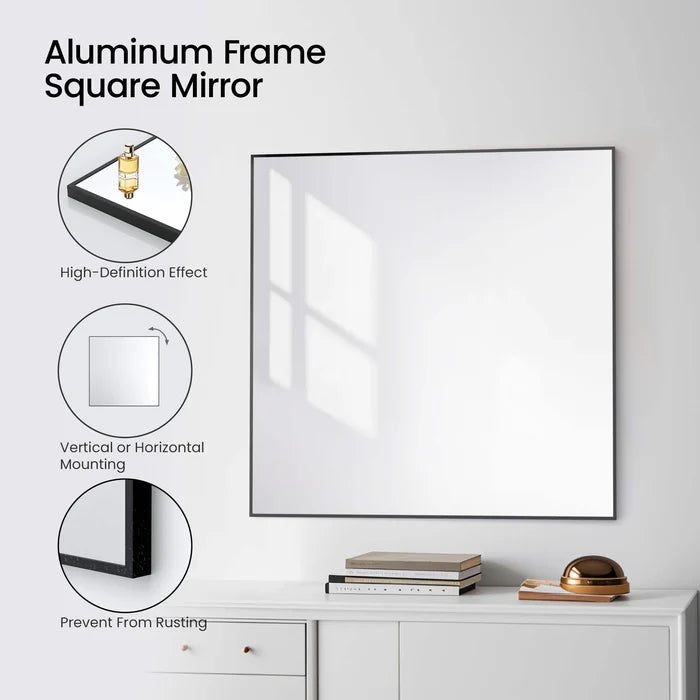 Casa Fixtures - Bathroom Accessories - 36" x 36" Shatterproof Wall Mount Metal Frame Mirror (FM1-3636)