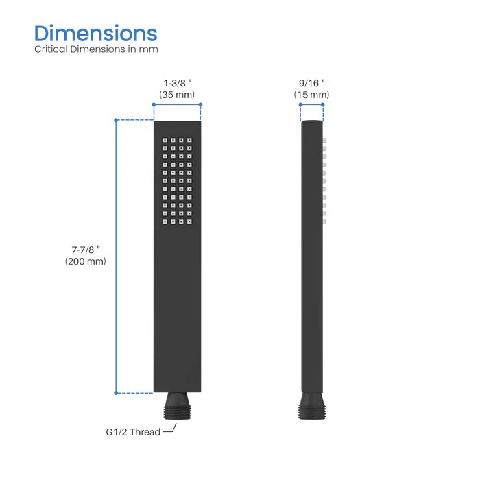 Casa Fixtures - Handheld Shower Head - Quadro Metal Handheld Shower Head (HS103)