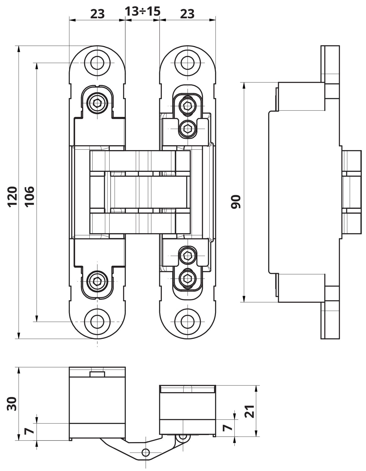 DoorwareCA - Otlav Invisacta - IN235 3D Adjustable Concealed Hinge 40kg (Each)