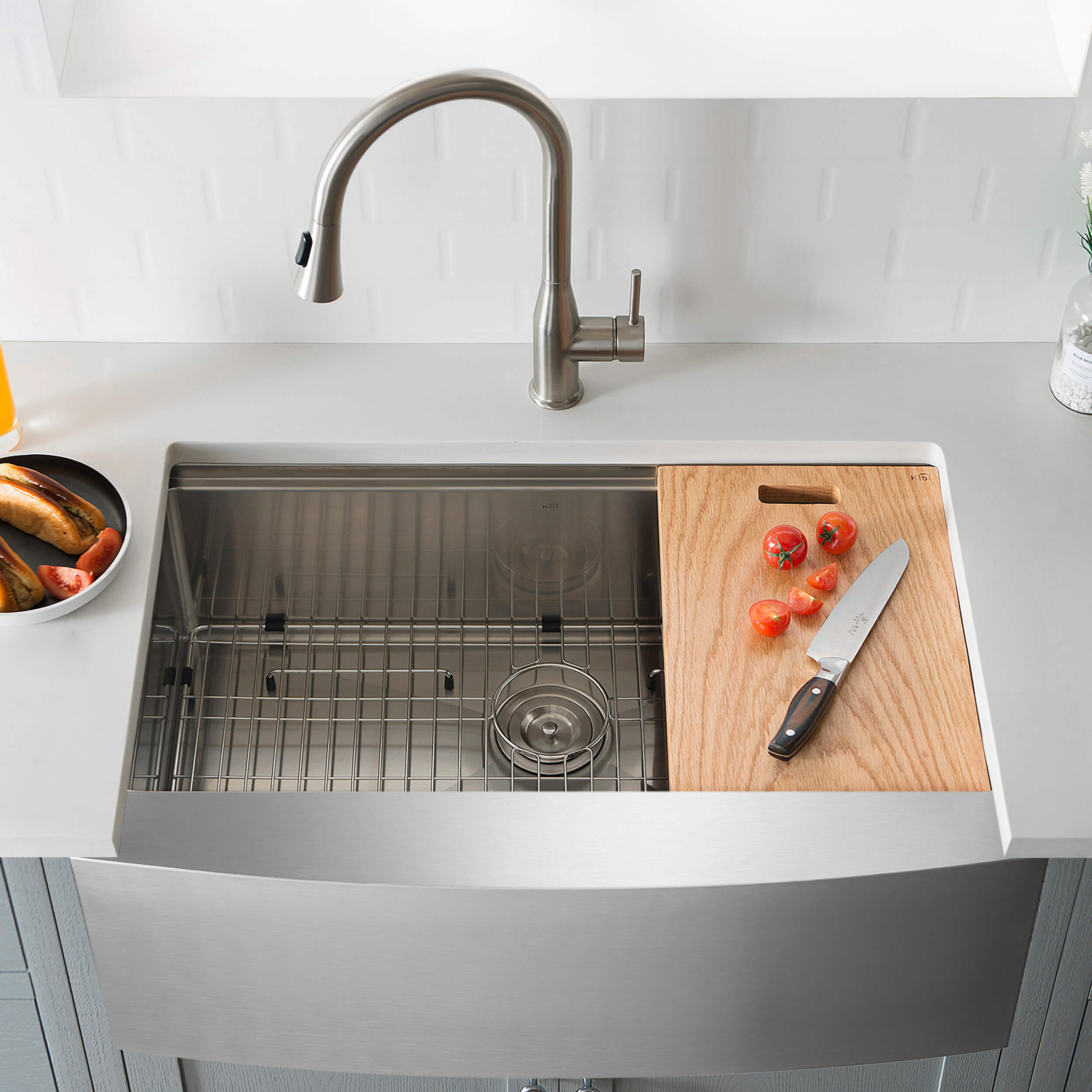 KIBI 27″ Undermount Single Bowl Stainless Steel Kitchen Sink Work Station K1-SF27T