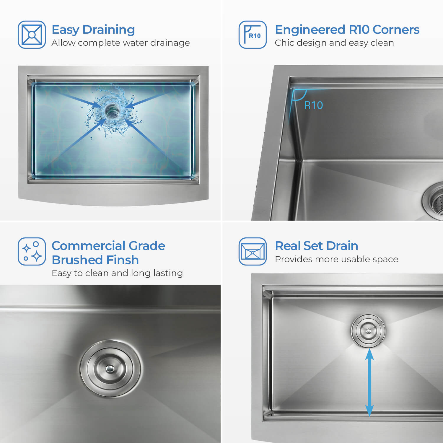 KIBI 30″ Undermount Single Bowl Stainless Steel Kitchen Sink Work Station K1-SF30T