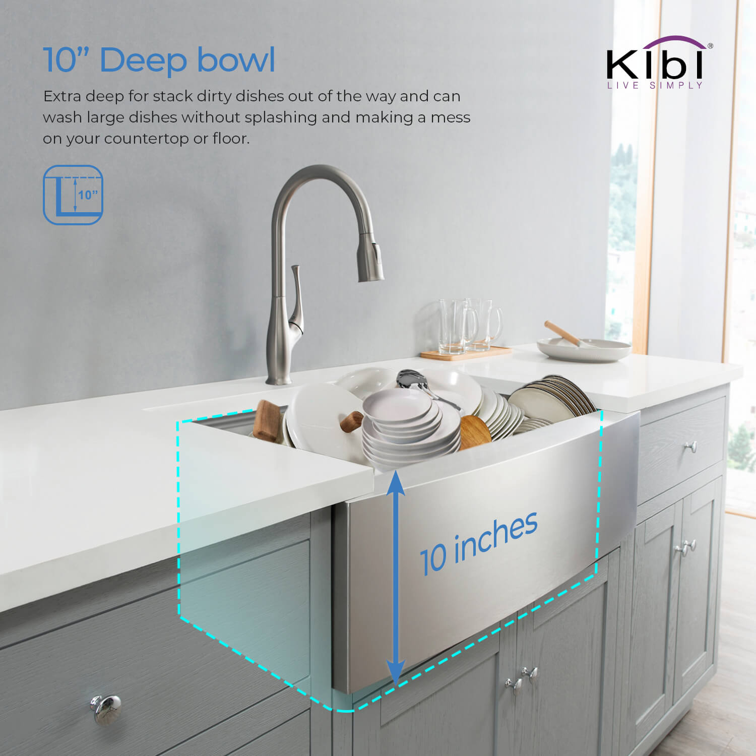 KIBI 30″ Undermount Single Bowl Stainless Steel Kitchen Sink Work Station K1-SF30T