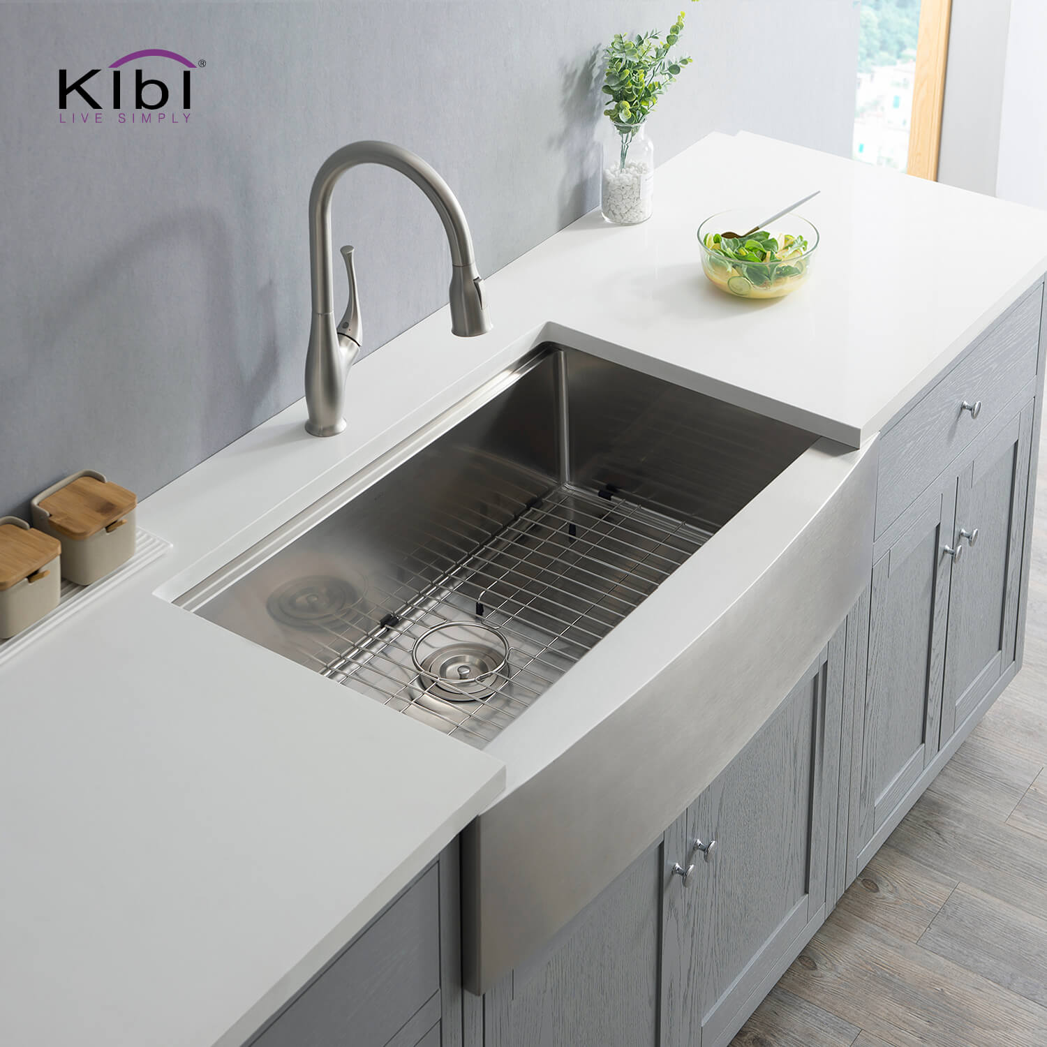 KIBI 36″ Undermount Single Bowl Stainless Steel Kitchen Sink Work Station K1-SF36T