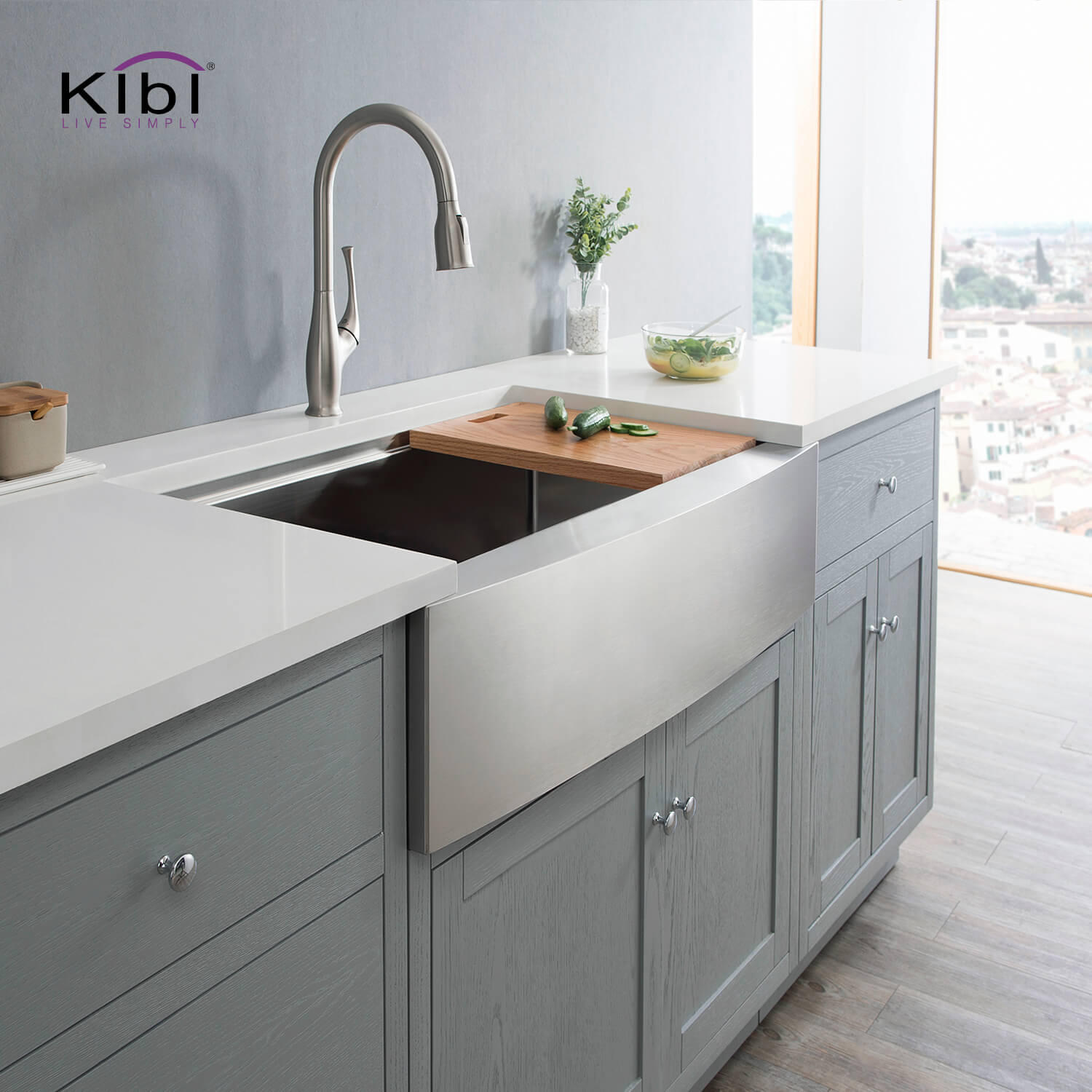 KIBI 36″ Undermount Single Bowl Stainless Steel Kitchen Sink Work Station K1-SF36T