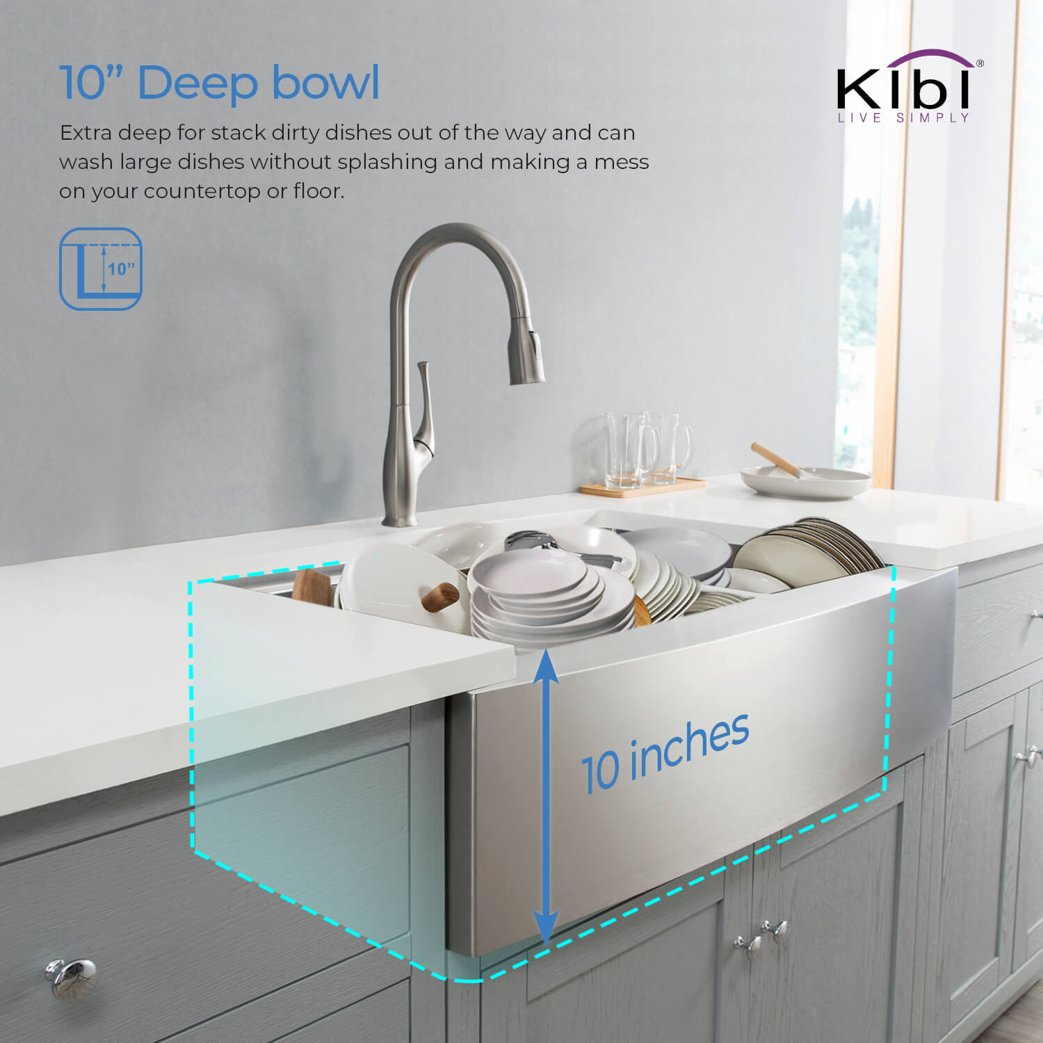 KIBI 36″ Undermount Single Bowl Stainless Steel Kitchen Sink Work Station K1-SF36T