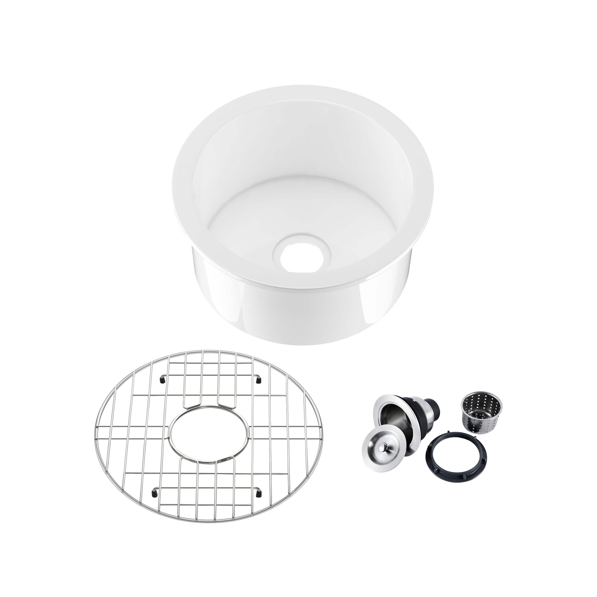 KIBI 19″ Round Fireclay Undermounted Kitchen Sink Crater Series K2-S19RO