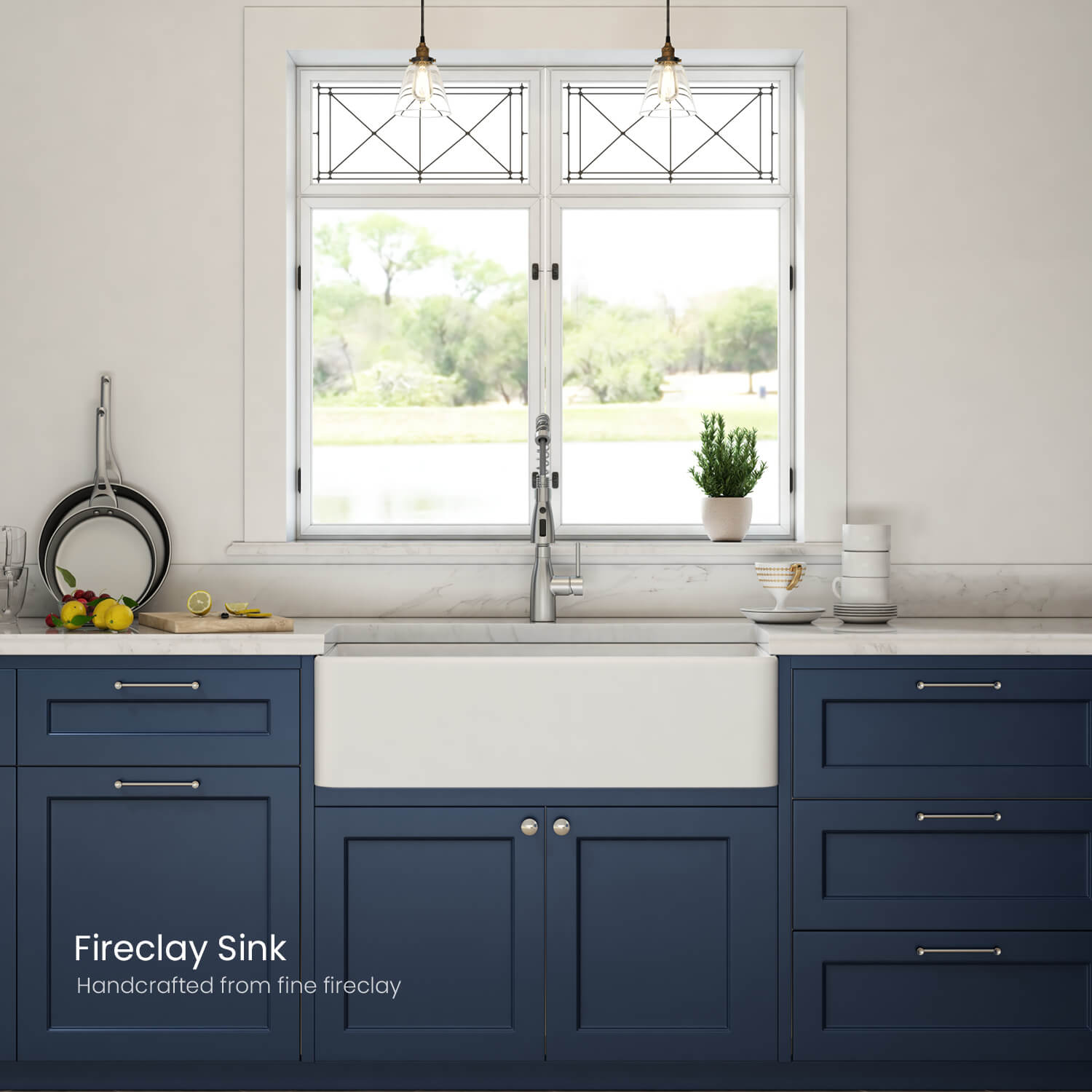 KIBI 36″ Fireclay Farmhouse Single Bowl Kitchen Sink Pure Series K2-SF36