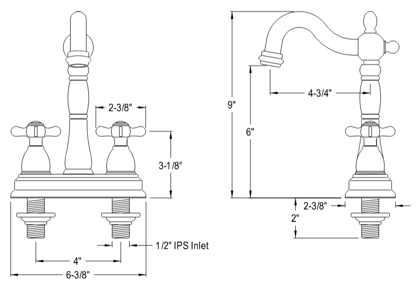 Kingston - Bar Faucets - Essex KB149BEX Two-Handle 2-Hole Deck Mount Bar Faucet