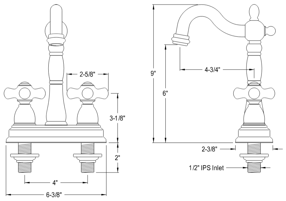 Kingston - Bar Faucets - Heritage KB149PX Two-Handle 2-Hole Deck Mount Bar Faucet