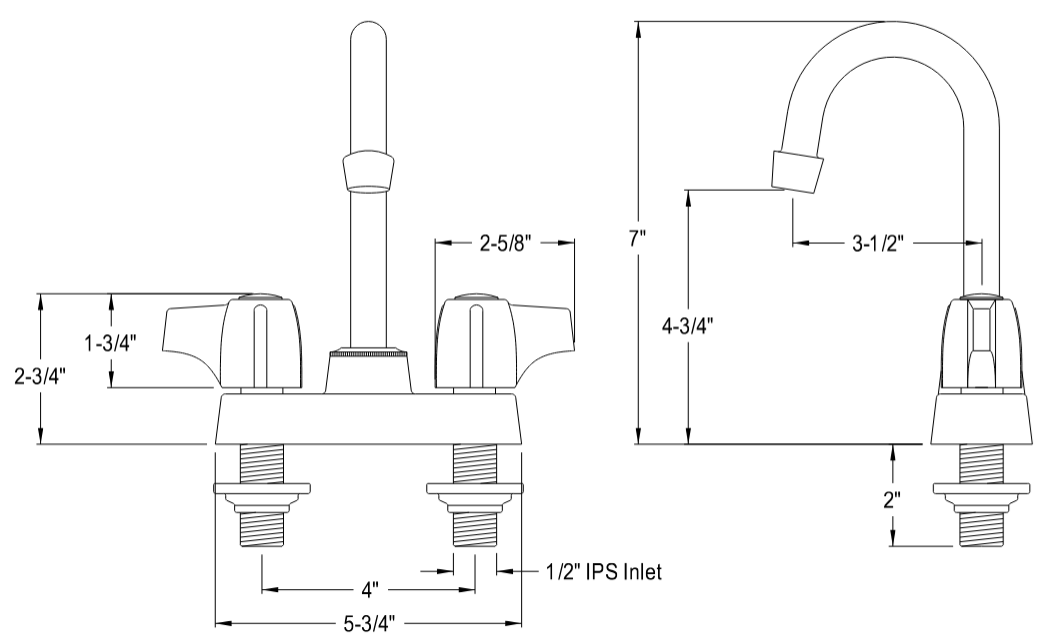 Kingston - Bar Faucets - Vista KB460 Two-Handle 2-Hole Deck Mount Bar Faucet