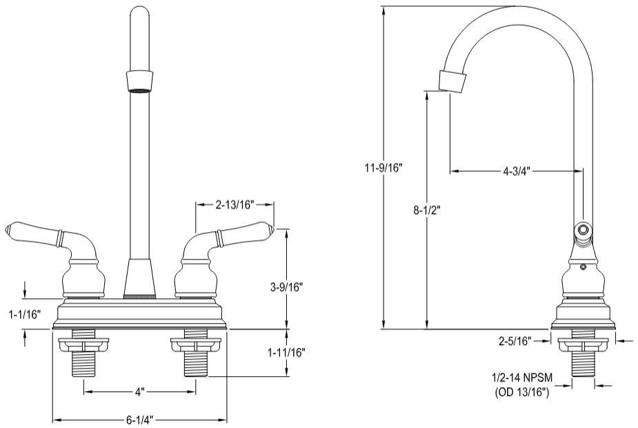 Kingston - Bar Faucets - Magellan KB49 Two-Handle 2-Hole Deck Mount Bar Faucet