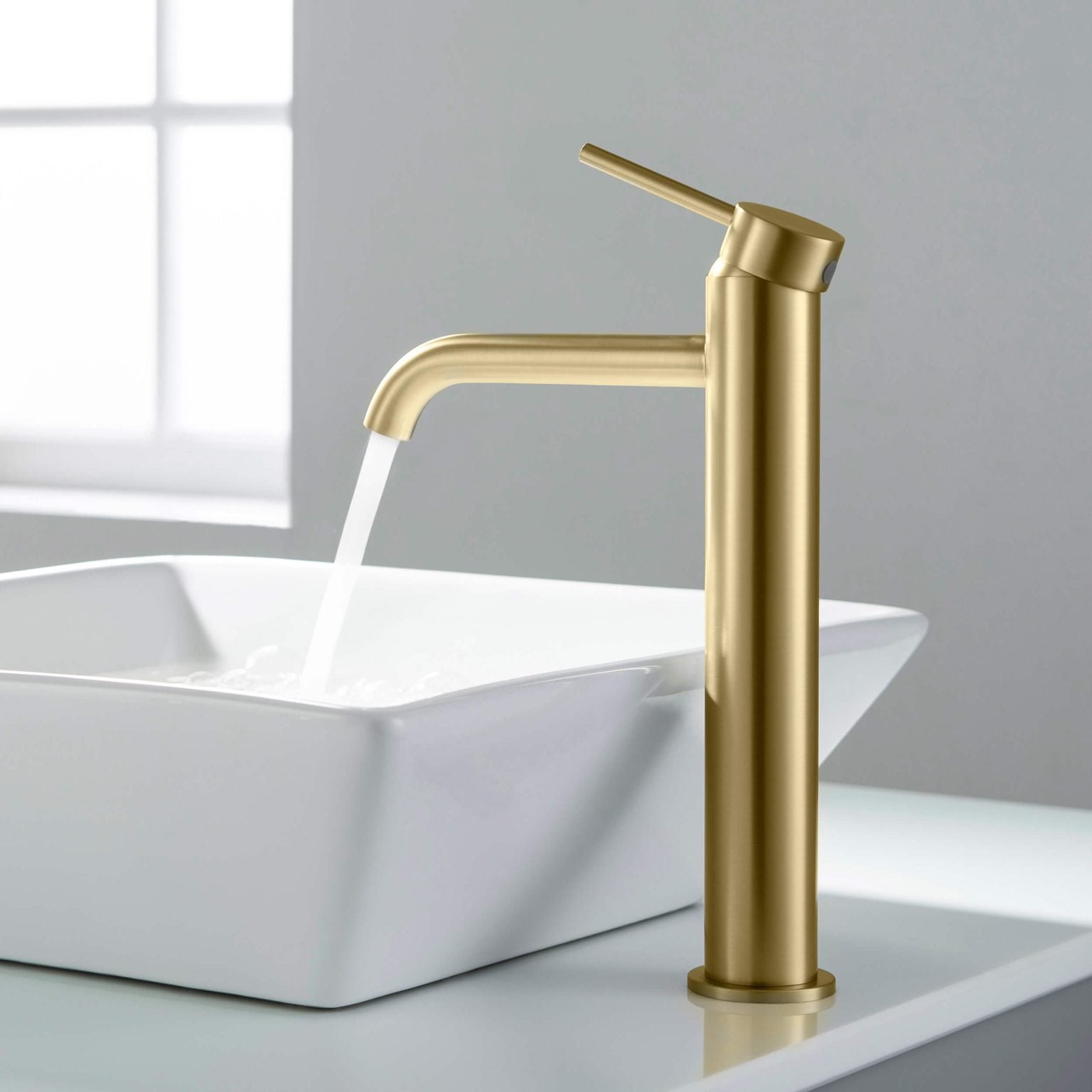 KIBI Circular Brass Single Handle Bathroom Vessel Faucet – KBF1009