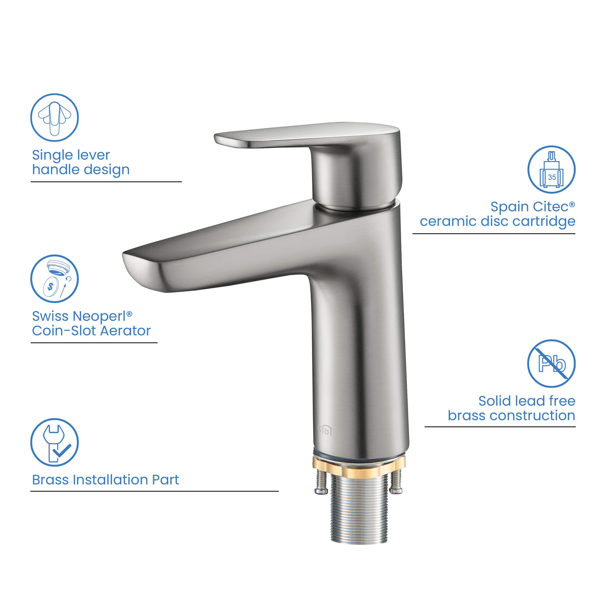 KIBI Harmony Brass Single Handle Bathroom Vanity Faucet – KBF1011