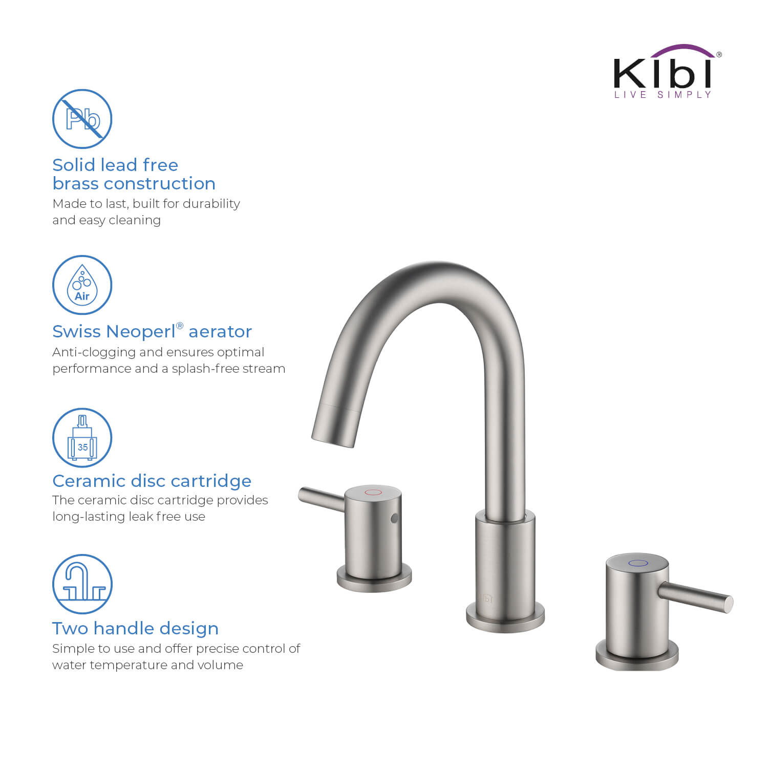 KIBI Circular 8″ Widespread Bathroom Faucet with Pop-up – KBF1016