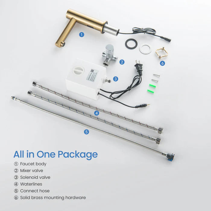 Casa Fixtures - Bathroom Faucet - Halo Touchless Bathroom Vanity Sink Faucet with Pop-Up Drain - Plug-In or Battery Powered (CBF-1029)