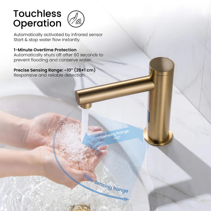 Casa Fixtures - Bathroom Faucet - Halo Touchless Bathroom Vanity Sink Faucet with Pop-Up Drain - Plug-In or Battery Powered (CBF-1029)