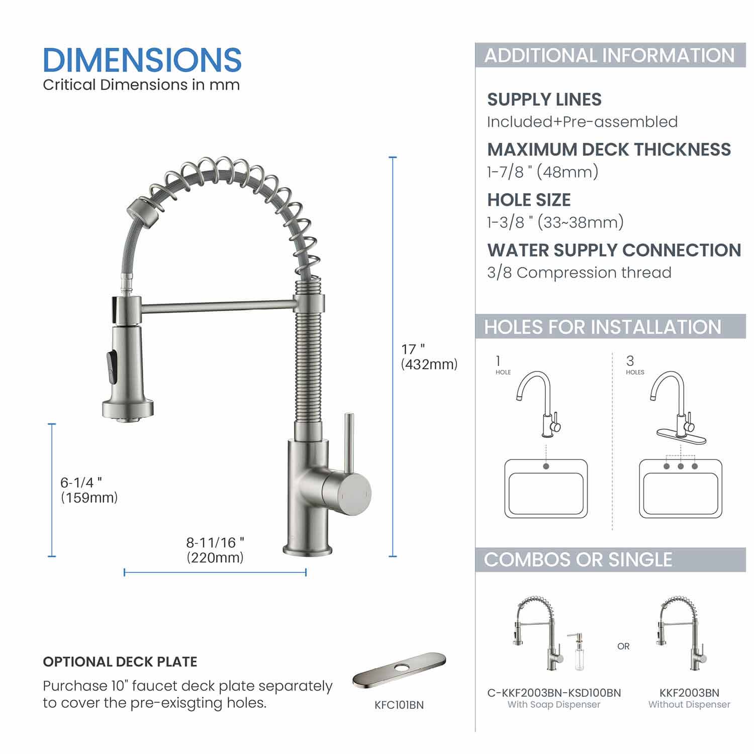 KIBI - Aurora Single Handle High Arc Pull Down Kitchen Faucet – KKF2003