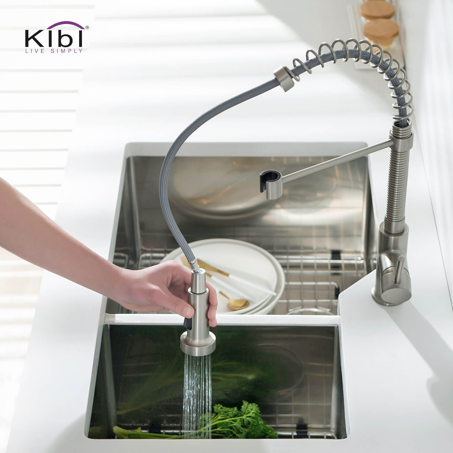 KIBI Aurora Single Handle High Arc Pull Down Kitchen Faucet – KKF2003