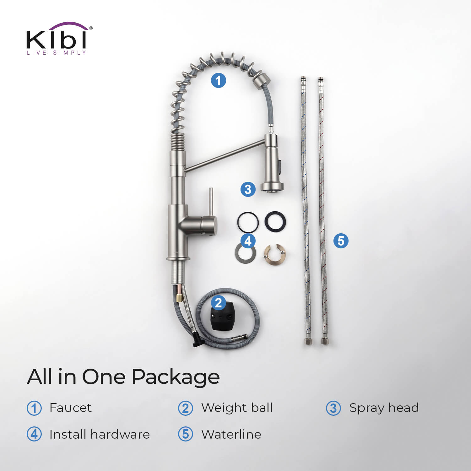 KIBI Lodi Single Handle High Arc Pull Down Kitchen Faucet – KKF2004