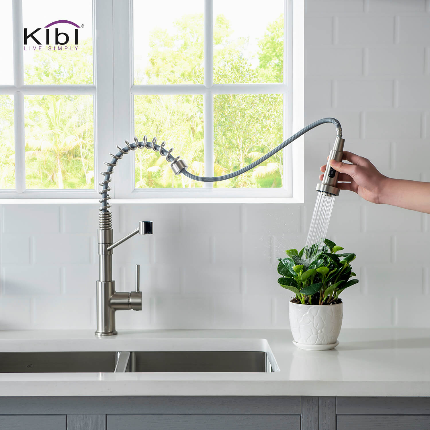 KIBI Lodi Single Handle High Arc Pull Down Kitchen Faucet – KKF2004