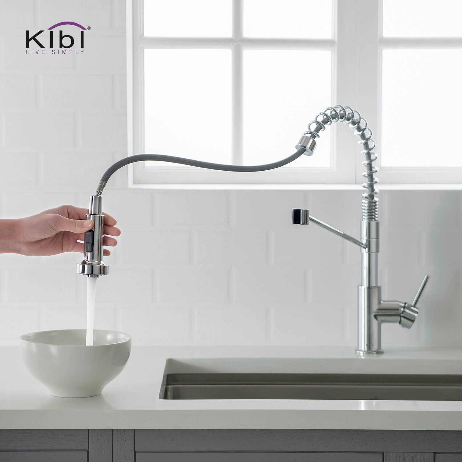 KIBI Lodi Single Handle High Arc Pull Down Kitchen Faucet – KKF2004