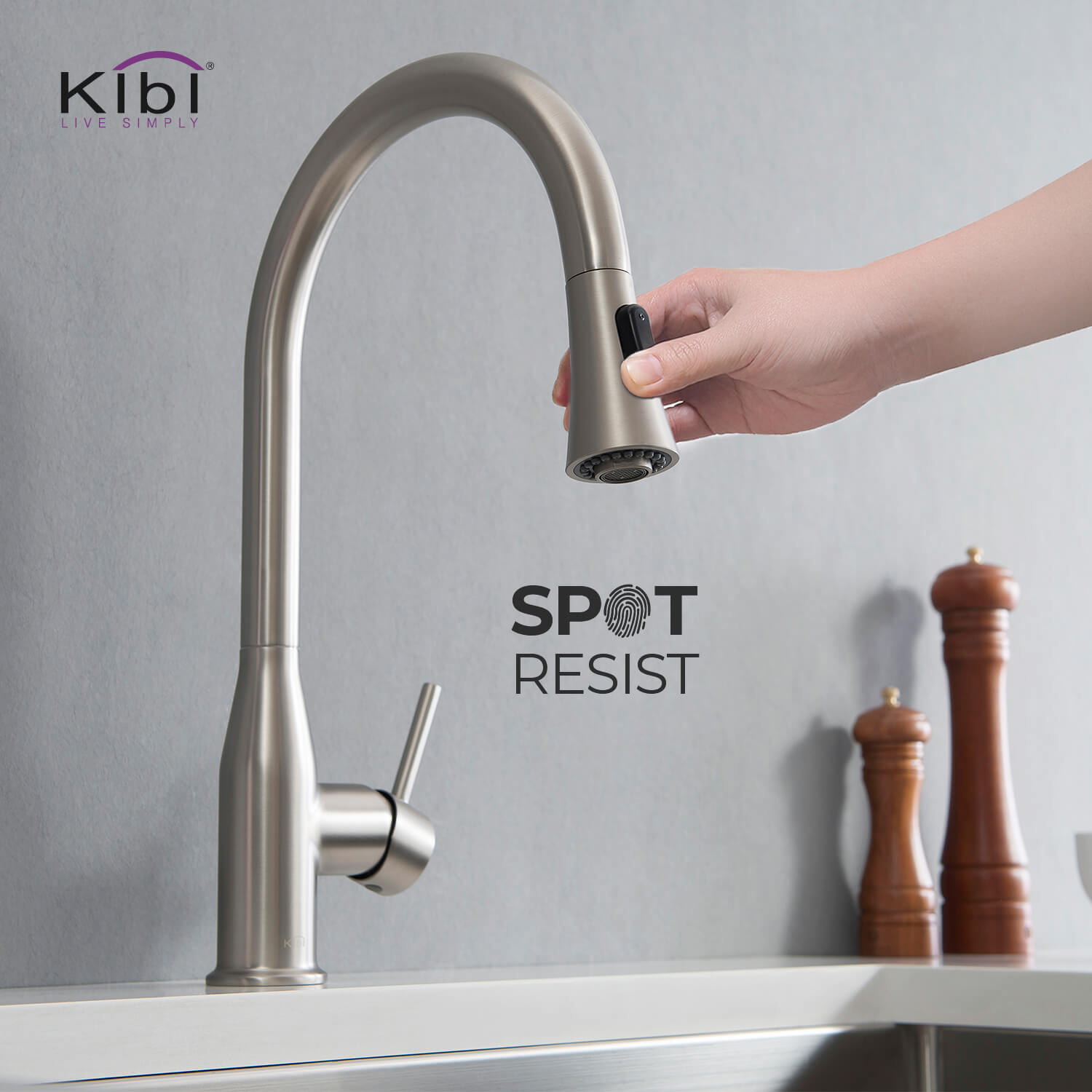 KIBI Napa Single Handle High Arc Pull Down Kitchen Faucet – KKF2005