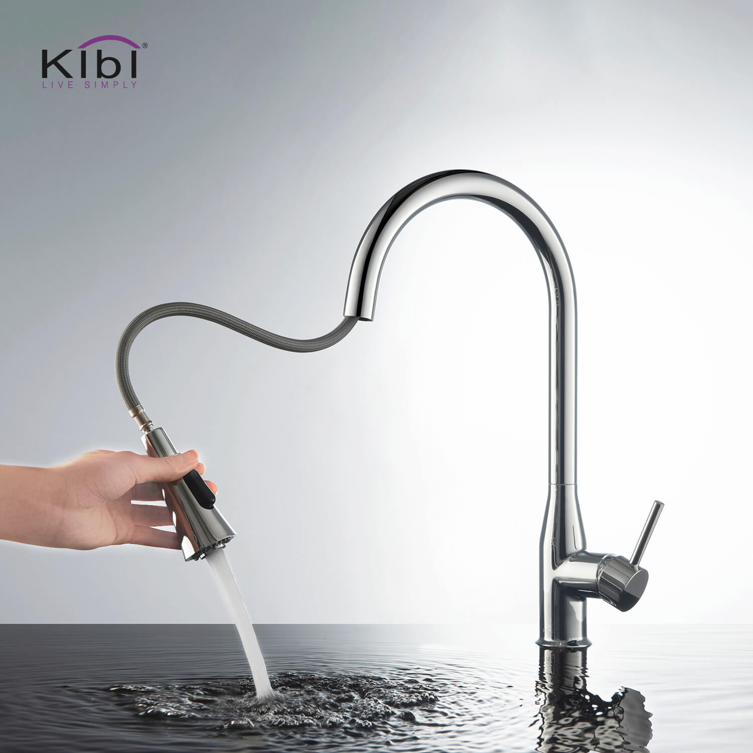 KIBI Napa Single Handle High Arc Pull Down Kitchen Faucet – KKF2005