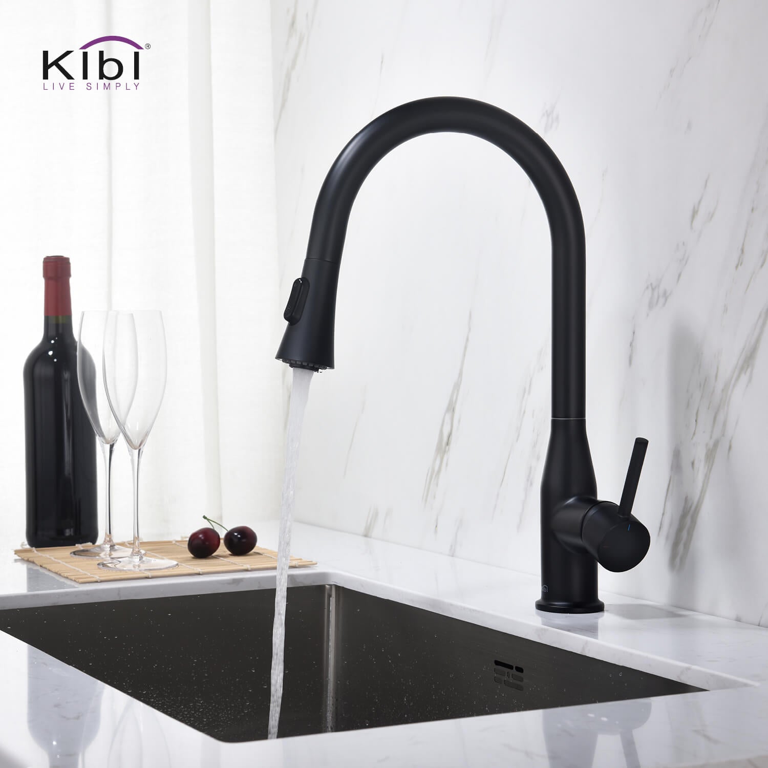 KIBI Napa Single Handle High Arc Pull Down Kitchen Faucet – KKF2005