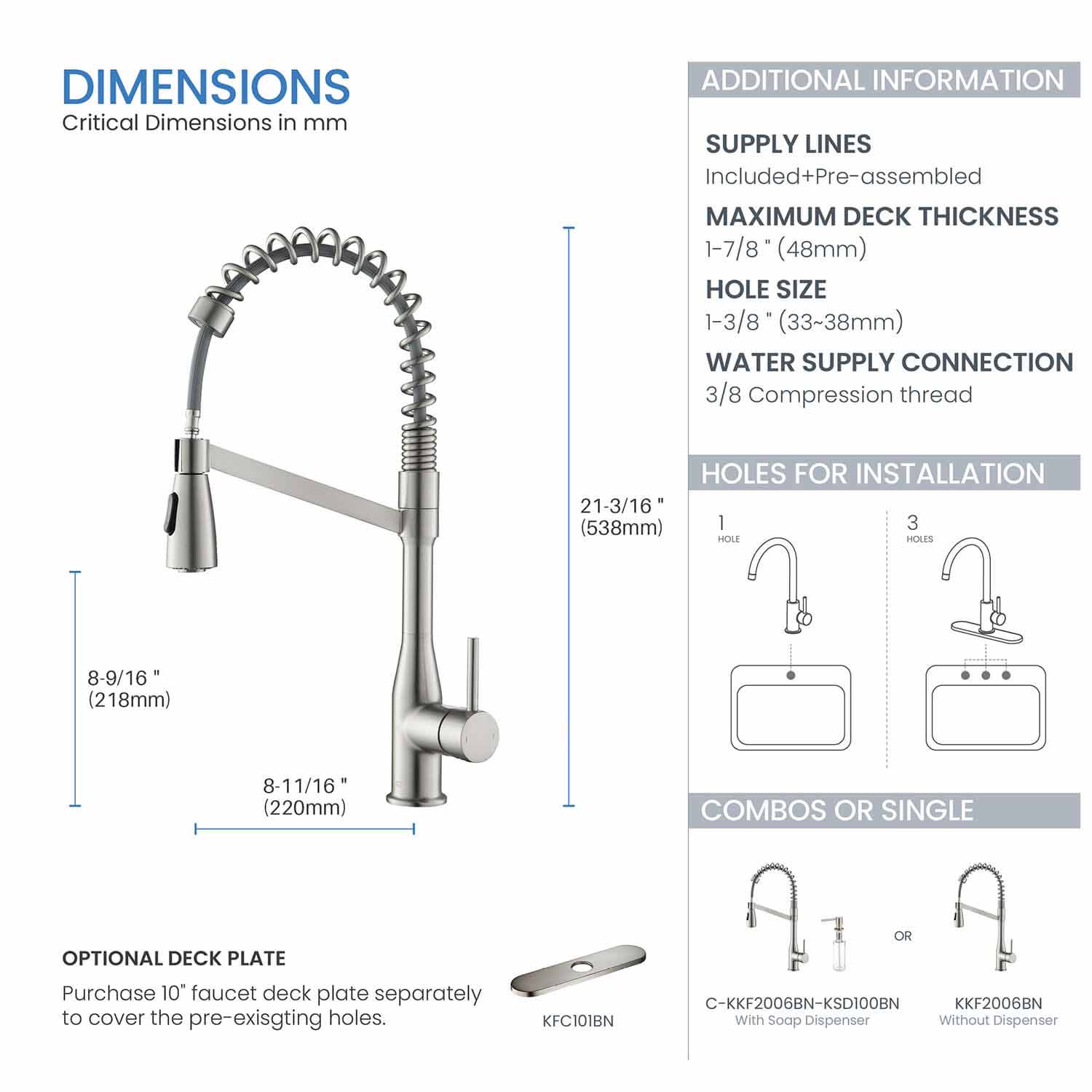 KIBI - Largo Single Handle High Arc Pull Down Kitchen Faucet – KKF2006