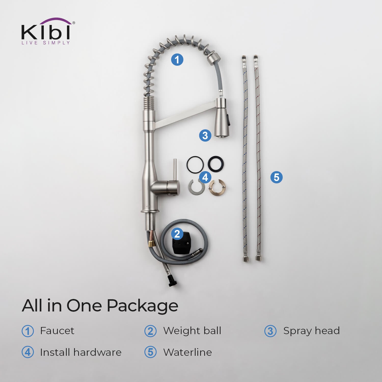 KIBI - Largo Single Handle High Arc Pull Down Kitchen Faucet – KKF2006