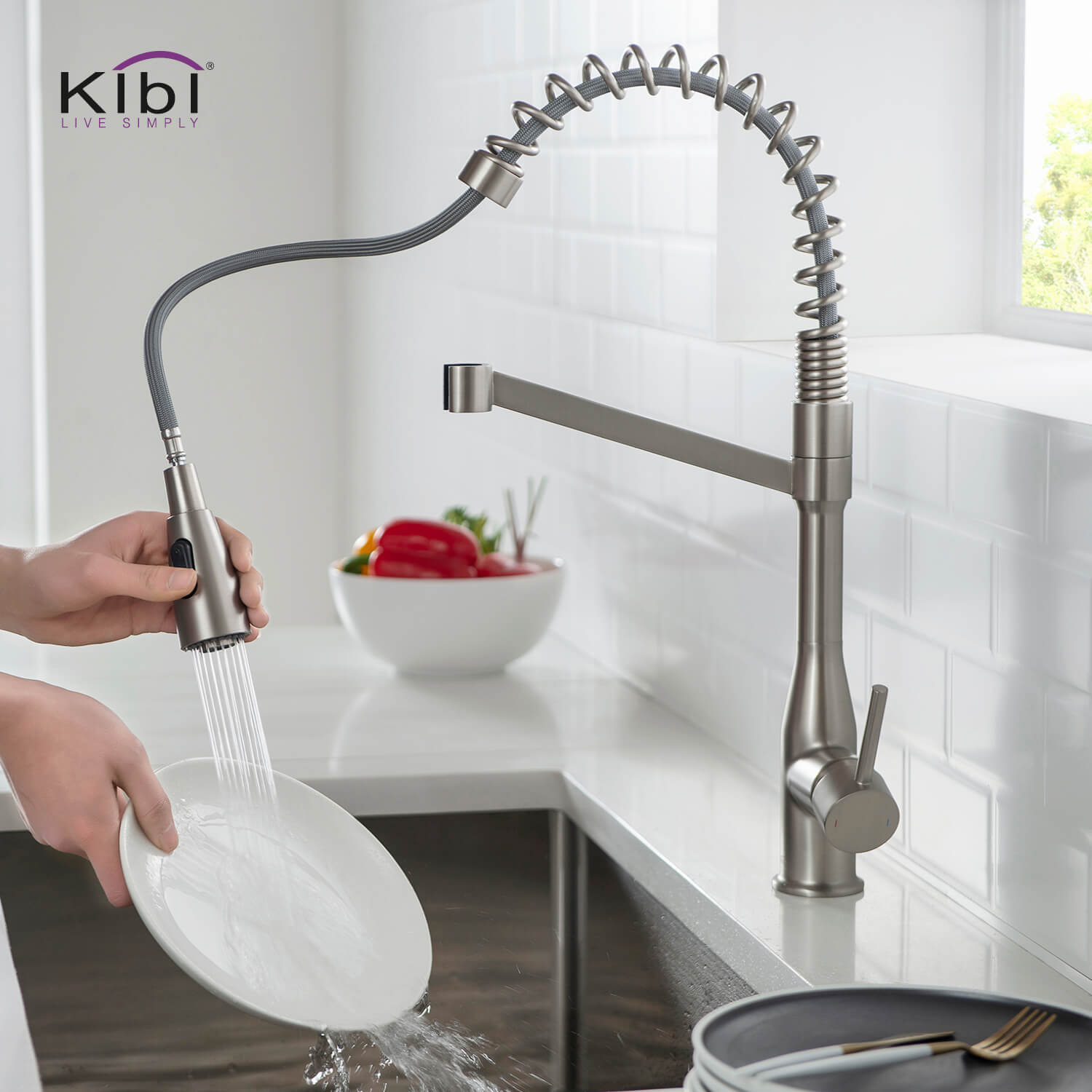 KIBI - Largo Single Handle High Arc Pull Down Kitchen Faucet – KKF2006