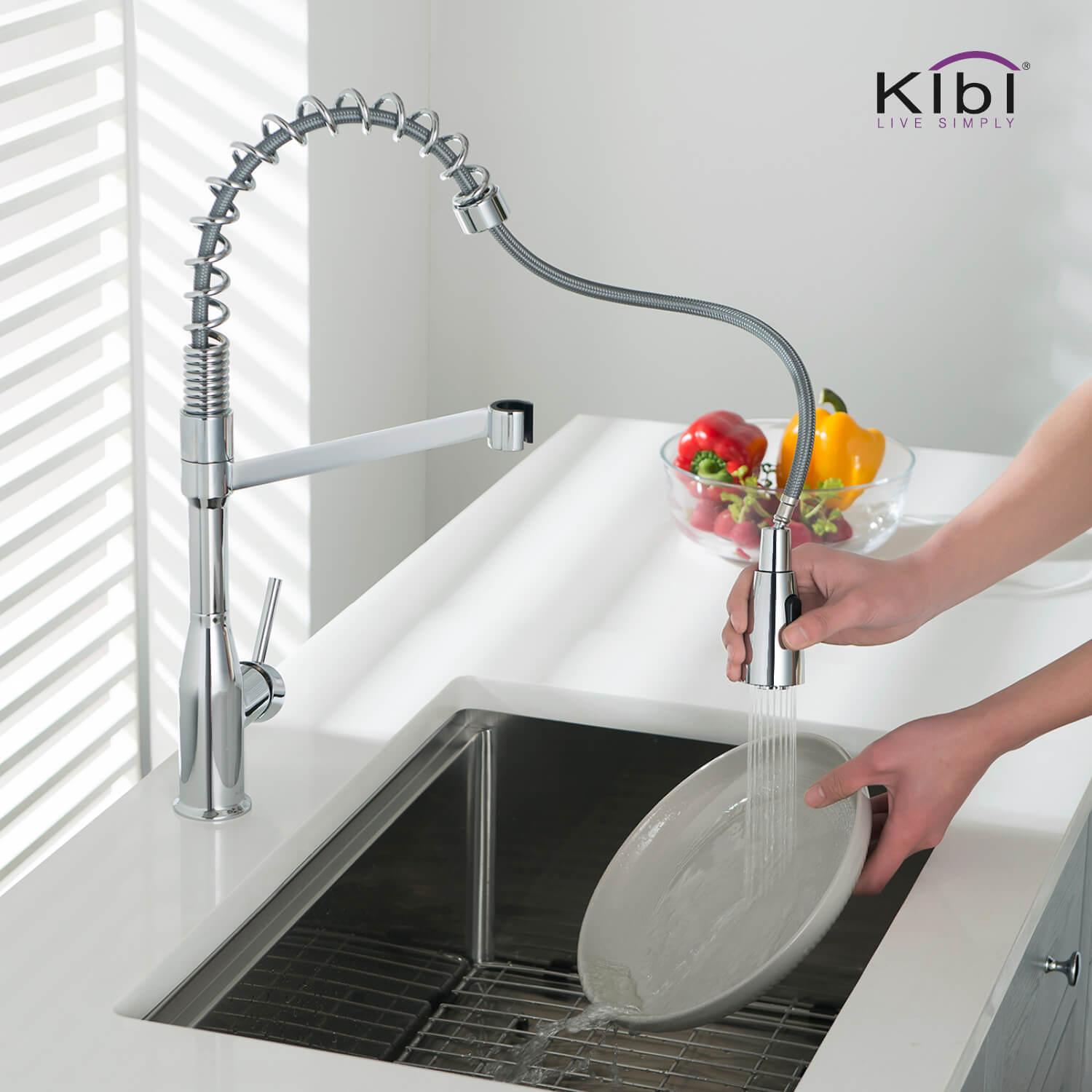 KIBI - Largo Single Handle High Arc Pull Down Kitchen Faucet – KKF2006