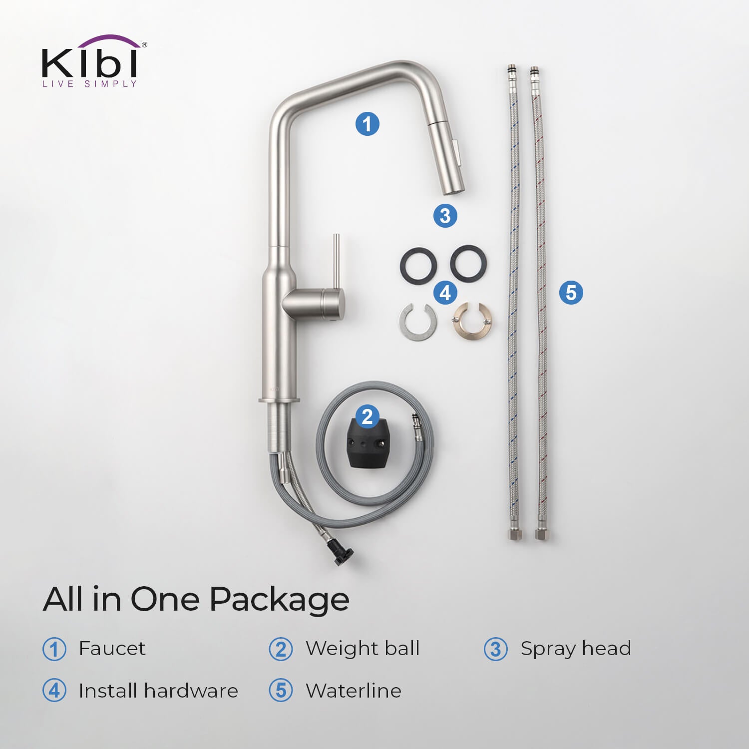 KIBI - Macon Single Handle High Arc Pull Down Kitchen Faucet – KKF2007